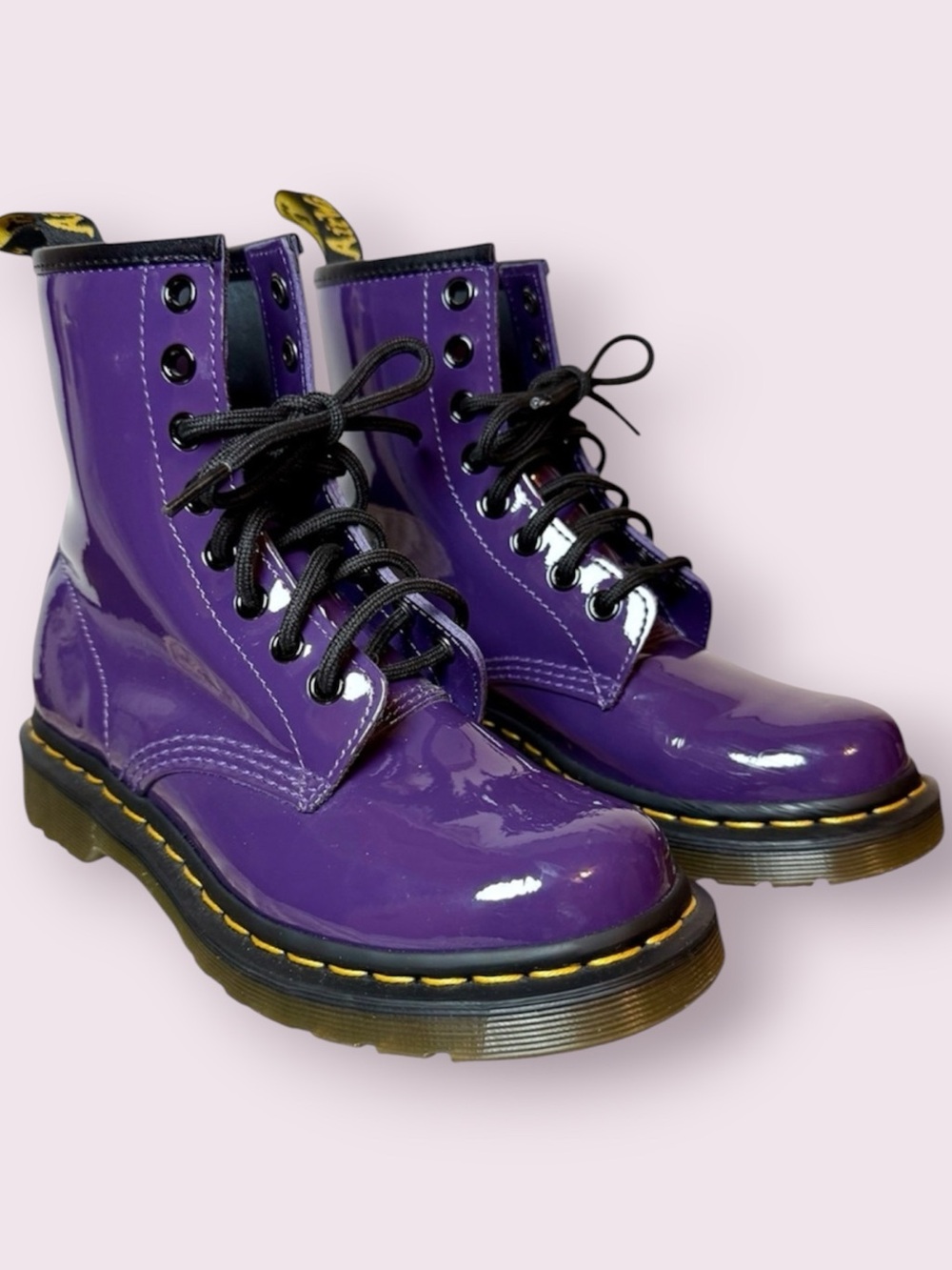 Dr Marten 1460 Patent Leather Lace Up Boots Blackcurrant Purple Size 5 Like New